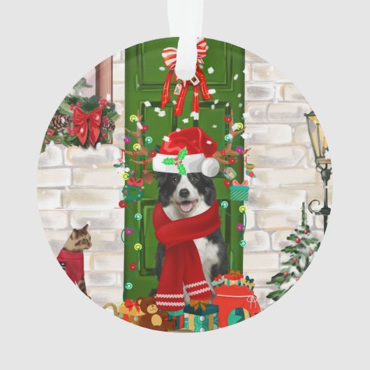 Border Collie Dog Christmas Ornament (Rückseite)