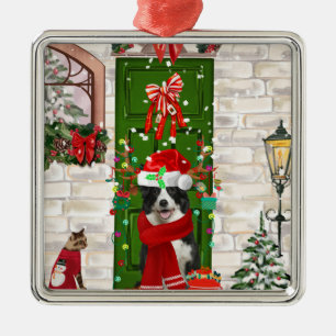 Border Collie Dog Christmas Ornament Aus Metall