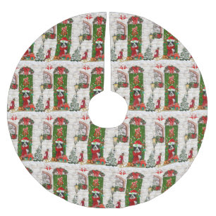 Border Collie Dog Christmas Polyester Weihnachtsbaumdecke