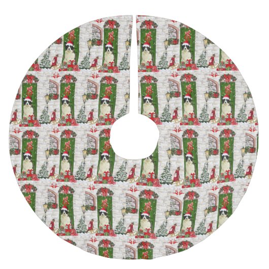 Border Collie Dog Christmas Polyester Weihnachtsbaumdecke (Vorderseite)