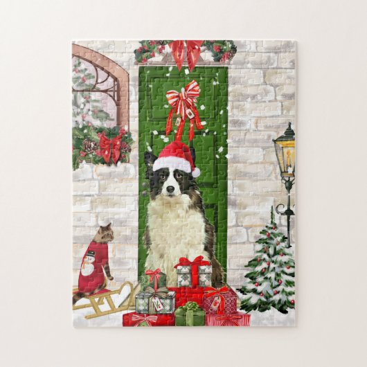 Border Collie Dog Christmas Puzzle (Vertikal)