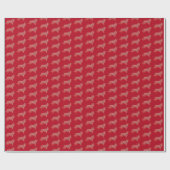 Border Collie Dog Christmas Silhouette Red Geschenkpapier (Flach)