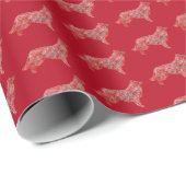 Border Collie Dog Christmas Silhouette Red Geschenkpapier (Rolleneckpunkt)