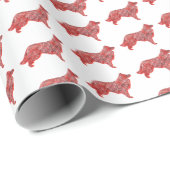 Border Collie Dog Christmas Silhouette White Geschenkpapier (Rolleneckpunkt)