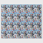 Border Collie Dog Christmas Snow Agility Fun Geschenkpapier (Flach)