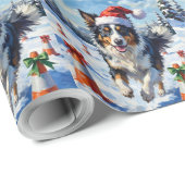 Border Collie Dog Christmas Snow Agility Fun Geschenkpapier (Rolleneckpunkt)