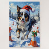 Border Collie Dog Christmas Snow Agility Fun Puzzle (Vertikal)