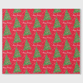 Border Collie Dog Christmas Tree Holiday Star Red Geschenkpapier (Flach)