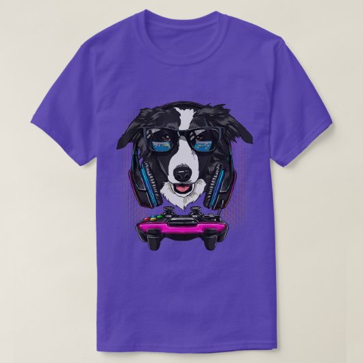 Border Collie Dog  Computer Video Game Lover Gamin T-Shirt (Design vorne)