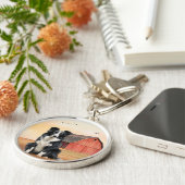 Border Collie Dog Country Western Red Barn Schlüsselanhänger (Seite)