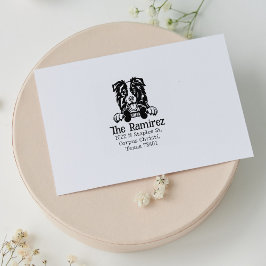 Border Collie Dog, Custom Rücksendeadresse, Gummistempel
