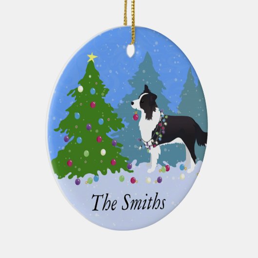 Border Collie Dog dekorieren Weihnachtsbaum Keramikornament (Rechts)