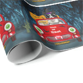 Border Collie Dog Driving Car Beängstigend Hallowe Geschenkpapier (Rolleneckpunkt)