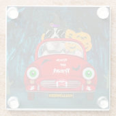 Border Collie Dog Driving Car Beängstigend Hallowe Glasuntersetzer (Rückseite)