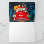 Border Collie Dog Driving Car Beängstigend Hallowe Karte (Innenseite)