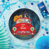 Border Collie Dog Driving Car Beängstigend Hallowe Pappteller (Party)