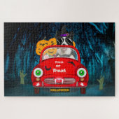 Border Collie Dog Driving Car Beängstigend Hallowe Puzzle (Horizontal)