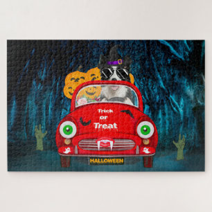 Border Collie Dog Driving Car Beängstigend Hallowe Puzzle