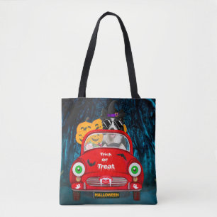 Border Collie Dog Driving Car Beängstigend Hallowe Tasche