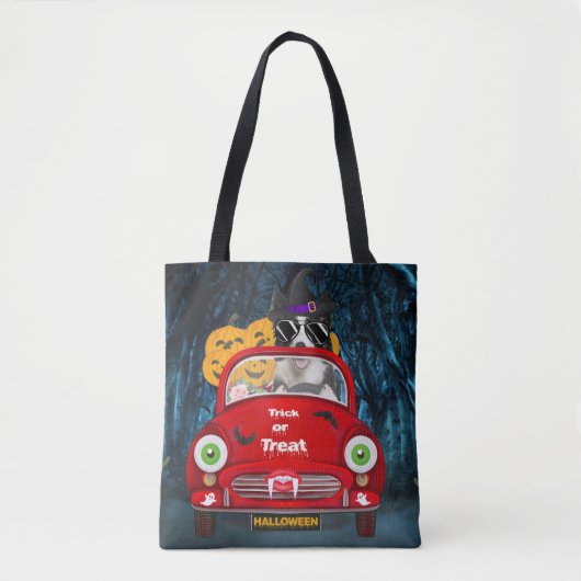 Border Collie Dog Driving Car Beängstigend Hallowe Tasche (Vorderseite)