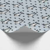 Border Collie Dog Druckmuster auf Silber Geschenkpapier (Ecke)