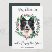 Border Collie Dog Elegant Frohe Weihnachten (Vorne/Hinten)
