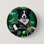 Border Collie Dog Fahrrad St. Patrick's Day Button (Vorderseite)