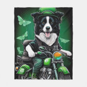 Border Collie Dog Fahrrad St. Patrick's Day Fleecedecke (Vorderseite)