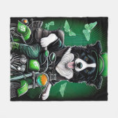 Border Collie Dog Fahrrad St. Patrick's Day Fleecedecke (Vorderseite (Horizontal))