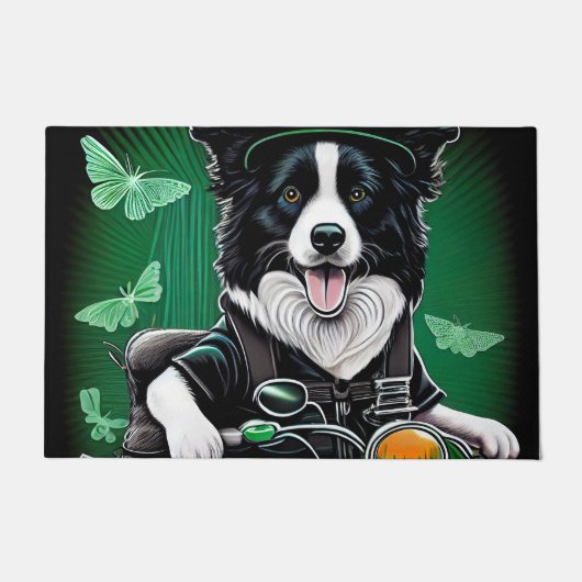 Border Collie Dog Fahrrad St. Patrick's Day Fußmatte (Vorderseite)