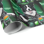 Border Collie Dog Fahrrad St. Patrick's Day Geschenkpapier (Rolleneckpunkt)