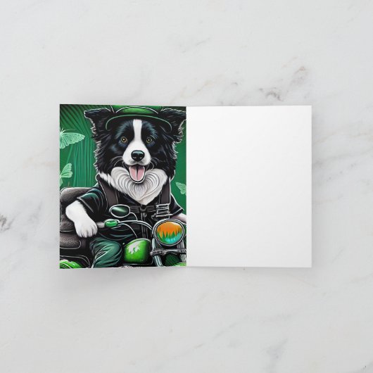 Border Collie Dog Fahrrad St. Patrick's Day Karte (Innenseite)