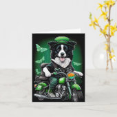 Border Collie Dog Fahrrad St. Patrick's Day Karte (Gelbe Blume)