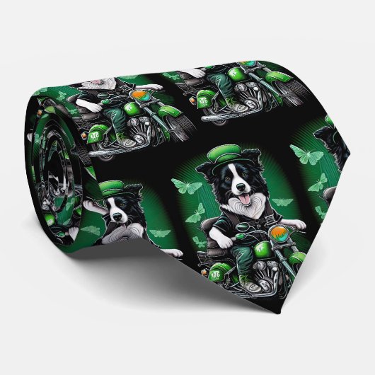 Border Collie Dog Fahrrad St. Patrick's Day Krawatte (Gerollt)