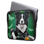 Border Collie Dog Fahrrad St. Patrick's Day Laptopschutzhülle (Vorderseite Links)