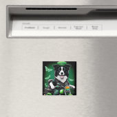 Border Collie Dog Fahrrad St. Patrick's Day Magnet (In Situ (Geschirrspüler))