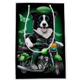 Border Collie Dog Fahrrad St. Patrick's Day Mittlere Geschenktüte (Vorderseite)