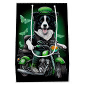 Border Collie Dog Fahrrad St. Patrick's Day Mittlere Geschenktüte (Rückseite)