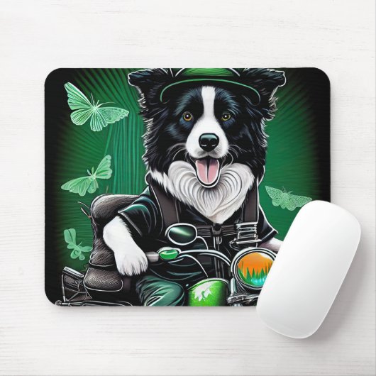 Border Collie Dog Fahrrad St. Patrick's Day Mousepad (Mit Mouse)