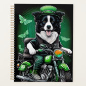Border Collie Dog Fahrrad St. Patrick's Day Planer (Vorderseite)