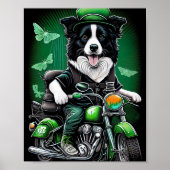 Border Collie Dog Fahrrad St. Patrick's Day Poster (Vorne)