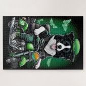 Border Collie Dog Fahrrad St. Patrick's Day Puzzle (Horizontal)