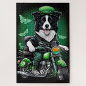 Border Collie Dog Fahrrad St. Patrick's Day Puzzle (Vertikal)