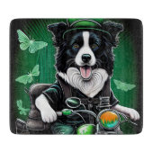 Border Collie Dog Fahrrad St. Patrick's Day Schneidebrett (Vorderseite)