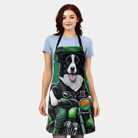 Border Collie Dog Fahrrad St. Patrick's Day Schürze (Getragen)