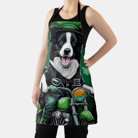 Border Collie Dog Fahrrad St. Patrick's Day Schürze (InSitu)