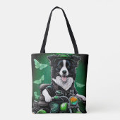 Border Collie Dog Fahrrad St. Patrick's Day Tasche (Rückseite)