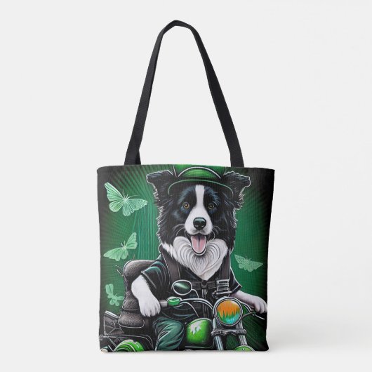 Border Collie Dog Fahrrad St. Patrick's Day Tasche (Rückseite)