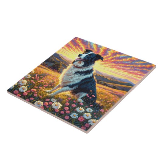 Border Collie Dog Fliese (Seite)