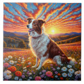 Border Collie Dog Fliese (Vorderseite)
